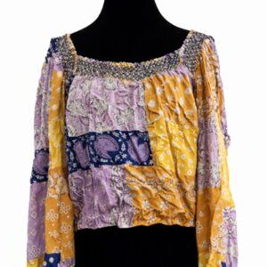 Wrangler Patchwork Boho Blouse Top Size Large NEW Without Tags